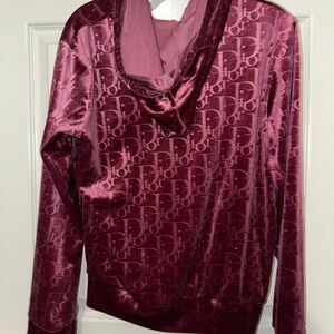 Dior Burgundy Velvet Hoodie